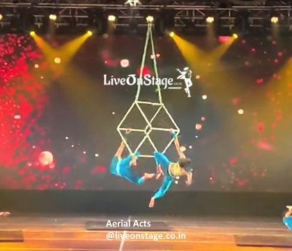 Aerial Silk, Aerial Cube, Aerial Rope, Aerial trio, Aerial duo, Aerial swinging act, Aerial Stunts, Flying Stunts, Multiple Aerial Performers, Stage Shows, Aerial Show Production, Live On Stage, Live On Stage Weddings, Product Launch, Bollywood Movies, Television Shows, Ad Commercials, Aerial Trapeze Act,