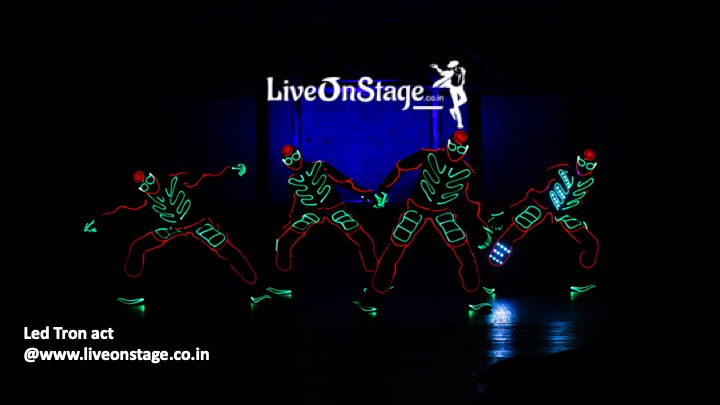 led tron act, light act, interactive act, liveonstage, stage shows, led fire act