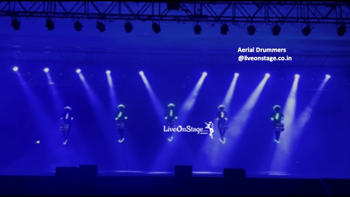 Aerial Drummers, Flying Drummers, Drum Show, Percussion, stage show, liveonstage, aerial act