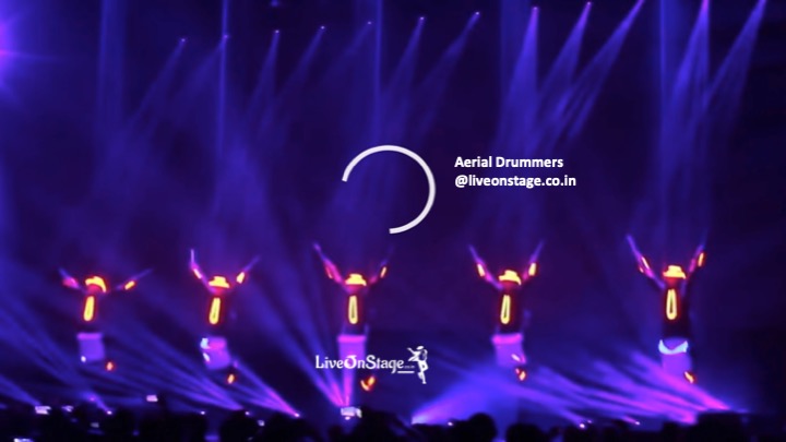 Aerial Drummers, Flying Drummers, Drum Show, Percussion, stage show, liveonstage, aerial act